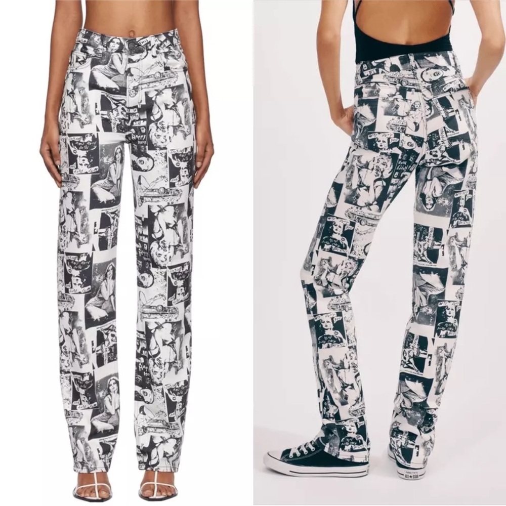 Reformation Newsprint Comic Book
High Rise Straight Leg Jeans 23 NEW - Picture 9 of 15